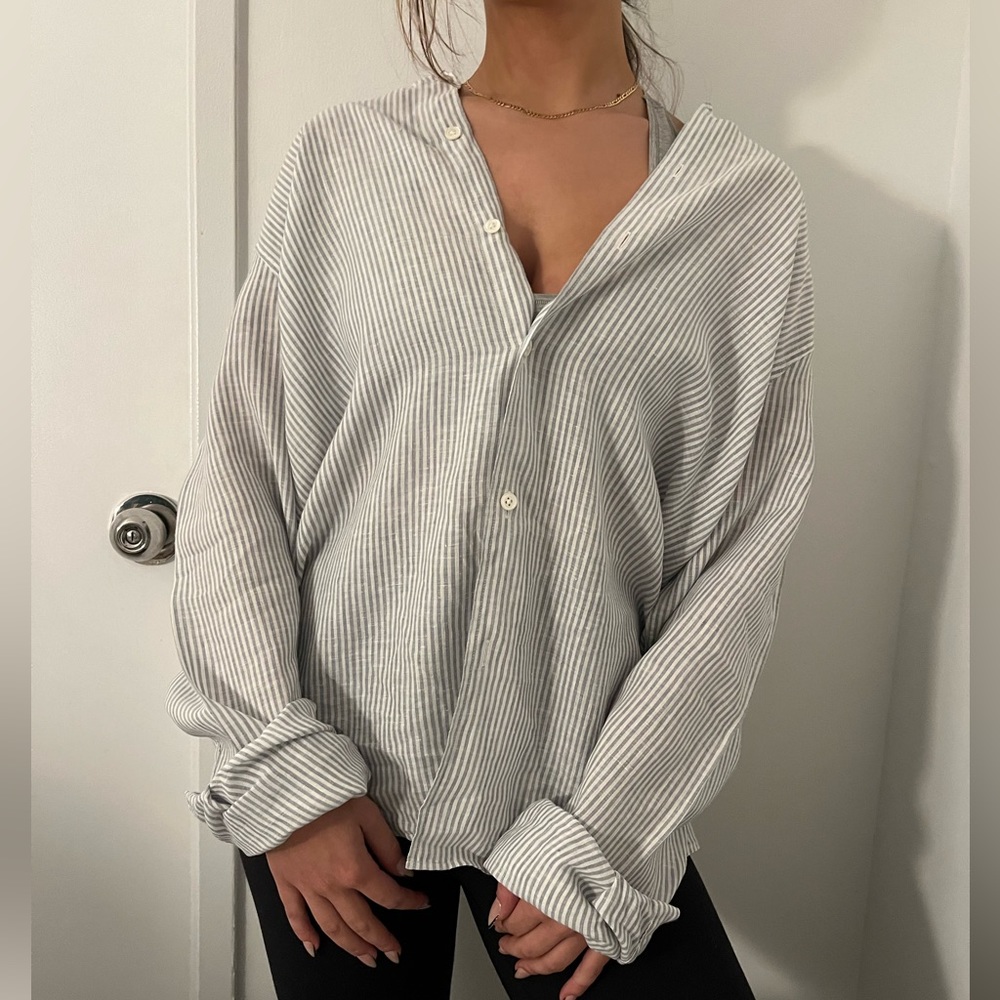 Asket Striped Linen Shirt - Unisex size L